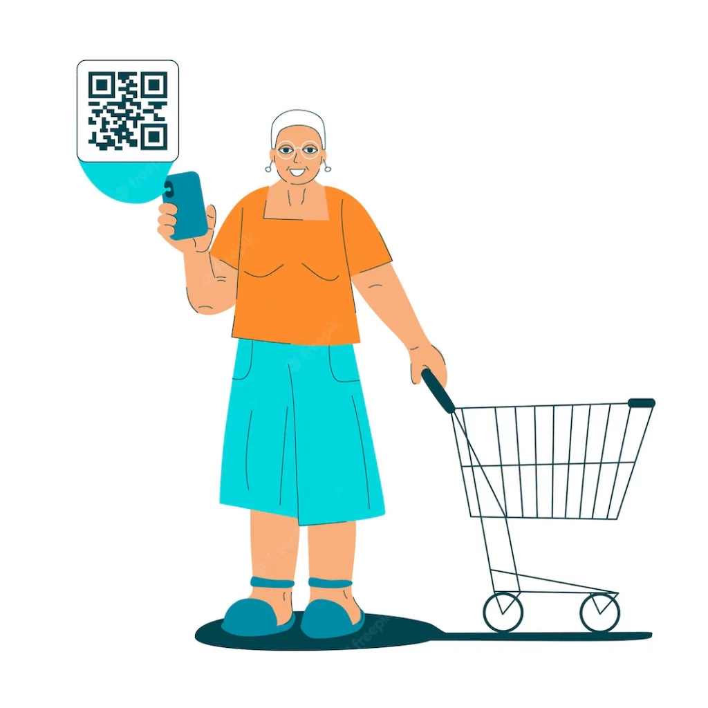 person scanning QR code when shopping