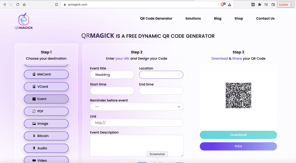 Free QR code generator for event QR codes